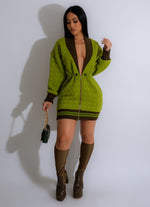 Bitter Sweet Sweater Mini Dress Green, a cozy and stylish winter outfit perfect for any occasion, featuring a flattering A-line silhouette and a rich green color