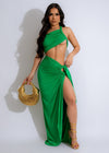 Your Touched Ruched Skirt Set Green