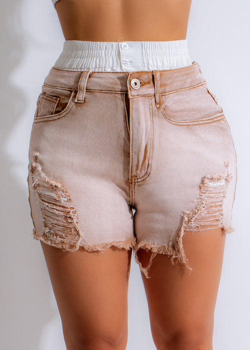 I Can Show You Distressed Denim Short Brown