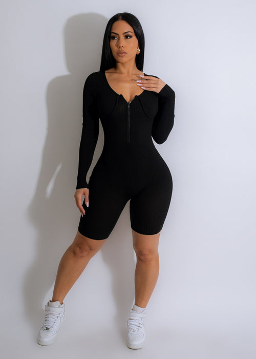 Your Distraction Ribbed Romper Black - sleek, chic, and comfortable one-piece outfit