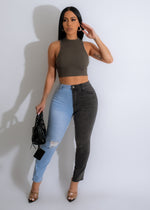Just In Time Crop Top Charcoal