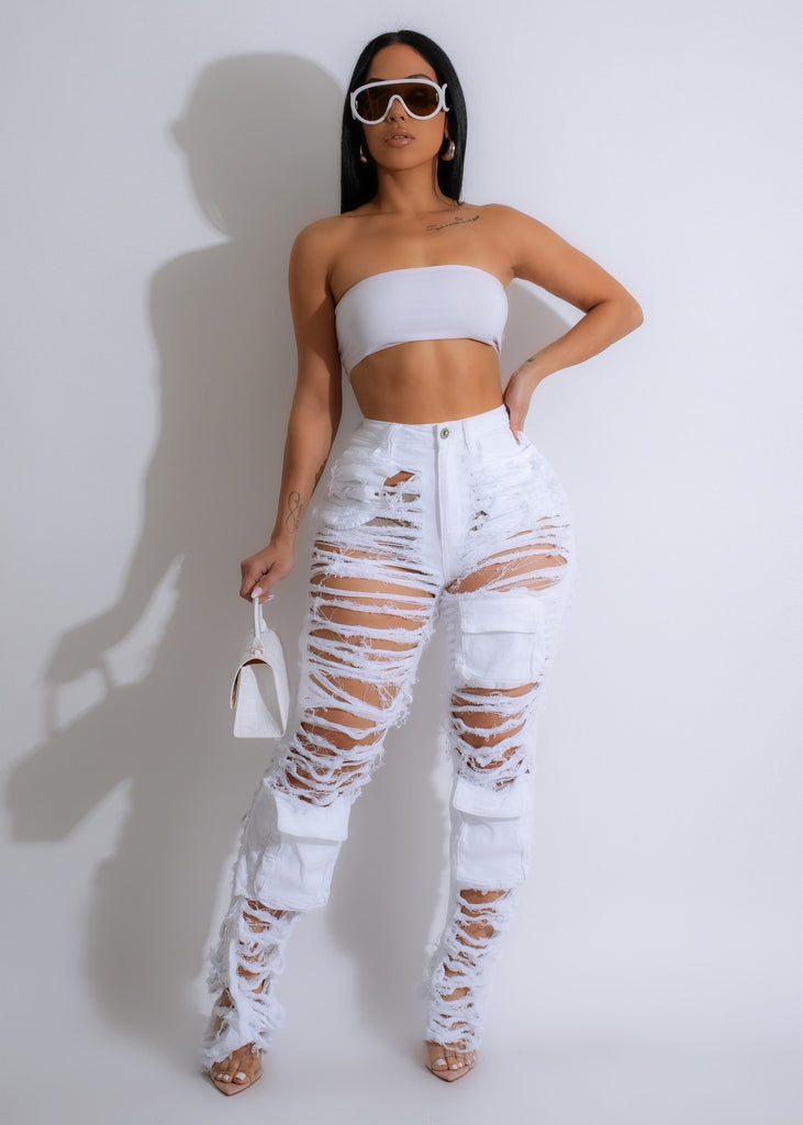 Get Lucky  Ripped Jeans White