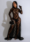 Essential Lace Jumpsuit Black with V-neck and sheer lace detailing