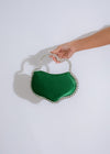 Stylish green handbag with gold hardware and chain strap for women's fashion accessories 