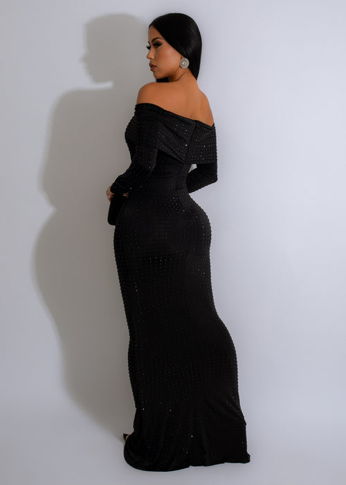 Just In Rhinestones Maxi Dress Black