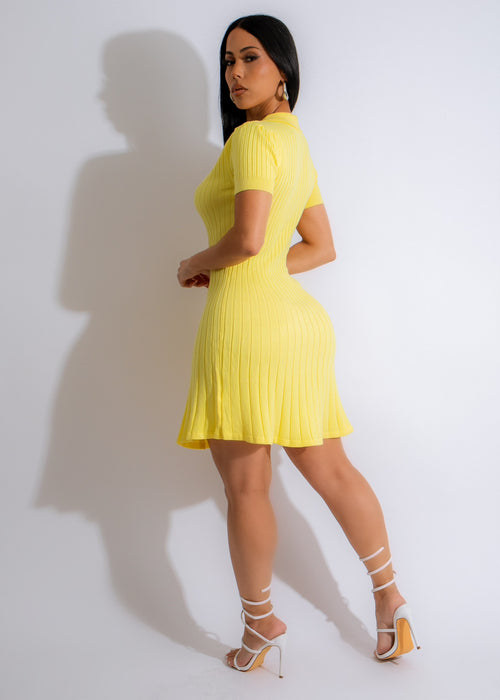 With Love Ribbed Knit Mini Dress Yellow