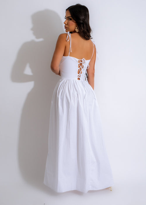 Pure Bliss Ruched Maxi Dress White
