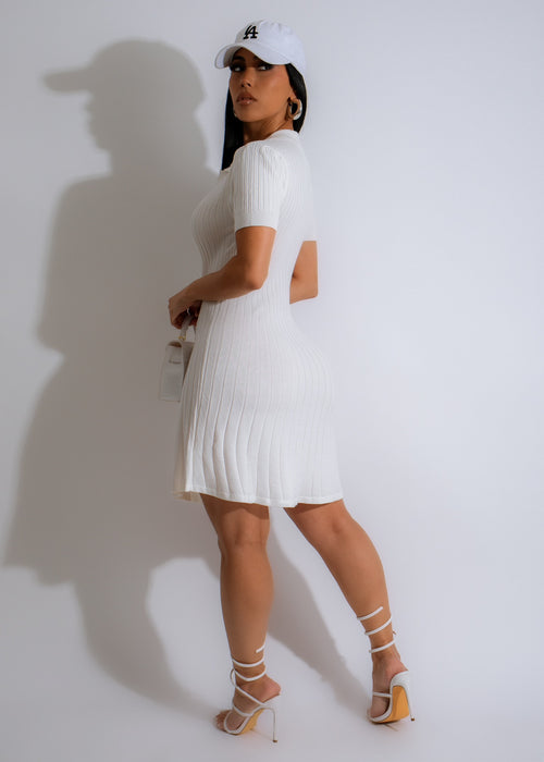 With Love Ribbed Knit Mini Dress White