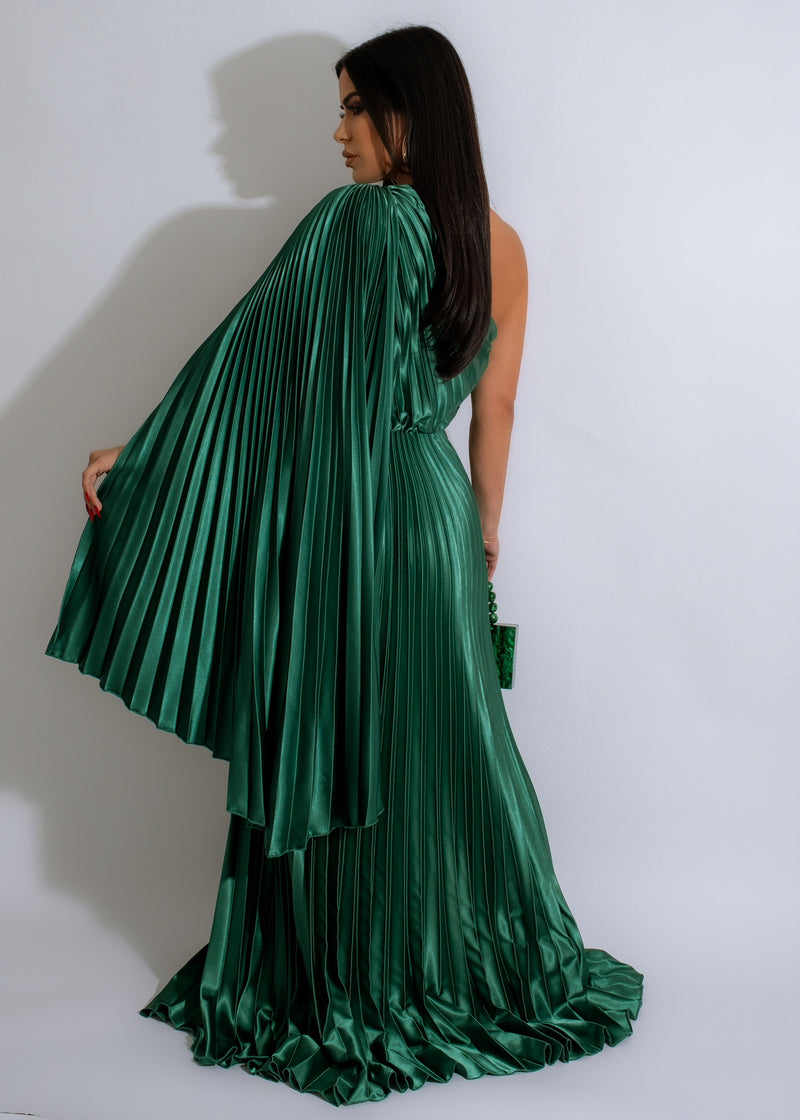 Divine Silk Maxi Dress Green