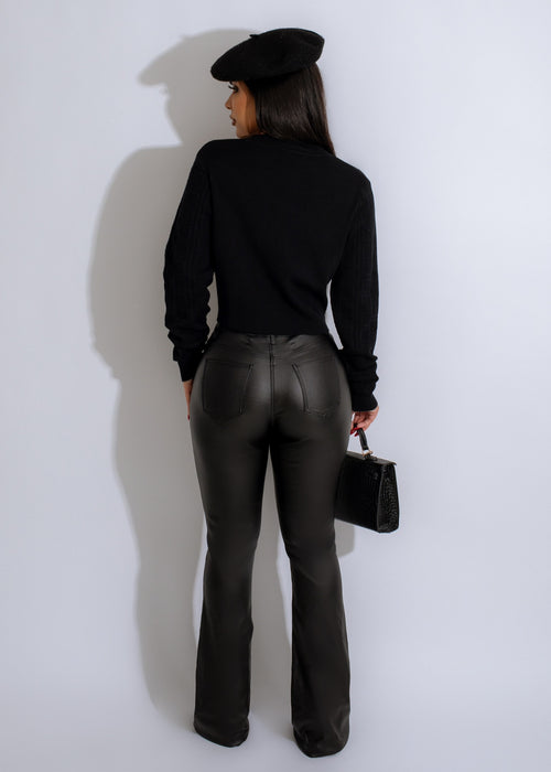 Your All Time Favorite Flare Faux Leather Pants Black