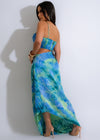  Gorgeous Celestial Love Pleated Maxi Dress Blue, a flowy and elegant floor-length dress featuring a celestial print and flattering pleats, a must-have for your wardrobe