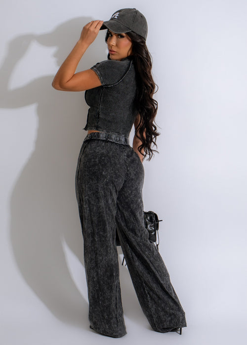 Happy Madness Ribbed Legging Set Black featuring comfortable and stylish ribbed design for a flattering fit