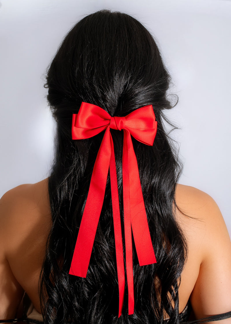 Tea Time Bow Clip Red