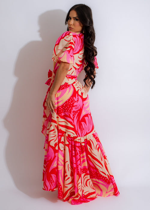 Floral Strength Maxi Dress Pink, a stylish and feminine dress in a lovely shade of pink with a bold floral pattern, perfect for special events and gatherings