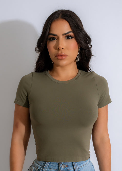 Stylish green crop top with Not Available To You slogan