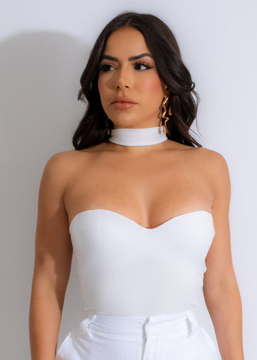 Stay cozy and stylish in the Falling From Heavy Bodysuit White