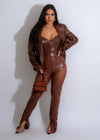 Brown Miss Popular Mesh Faux Leather Pants for a fashionable outfit