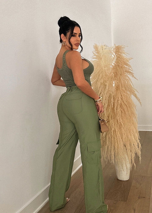 Feeling Amazing Cargo Pant Set Green