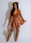 Poker Night Faux Leather Skirt Brown