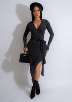 Stylish and chic black In Control Ribbed Midi Dress with flattering ribbed design