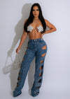 Calling Again Diamonds Cut Out Denim Jeans