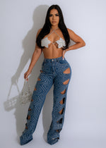 Calling Again Diamonds Cut Out Denim Jeans