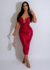 Midnight Dreams Sequin Ruched Midi Dress Pink