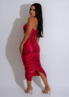 Midnight Dreams Sequin Ruched Midi Dress Pink