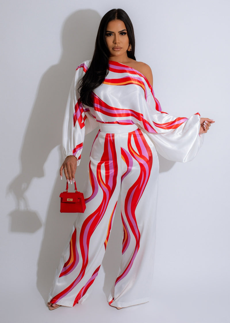 Easy Lover Satin Pant Set Red