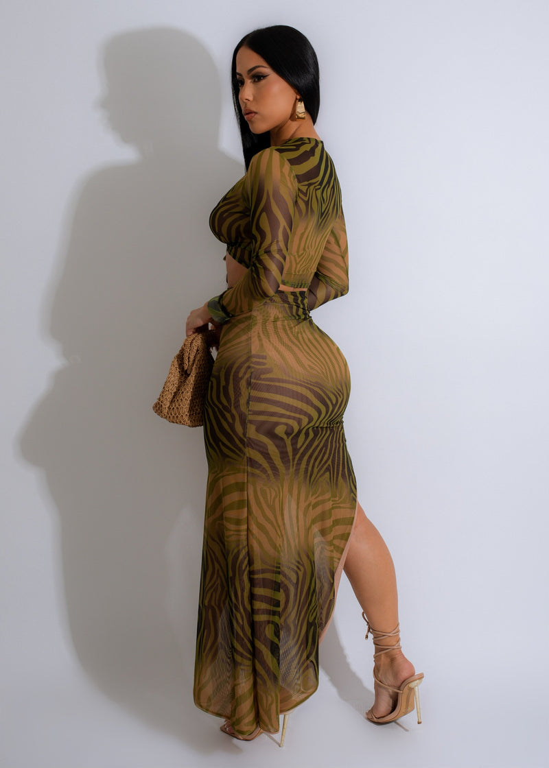 Return To Love Mesh Ruched Skirt Set