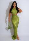 By My Side Sequin Maxi Dress Green