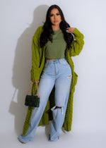 Wrapped In Warm Knitted Cardigan Lime Green