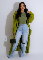 Wrapped In Warm Knitted Cardigan Lime Green