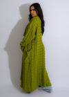 Wrapped In Warm Knitted Cardigan Lime Green