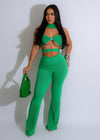 Need To Know Knitted Pant Set Green