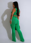 Need To Know Knitted Pant Set Green