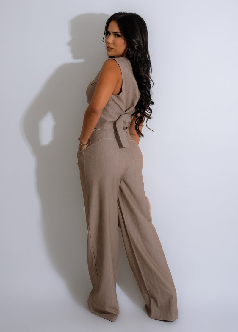 All Business Pant Set Brown