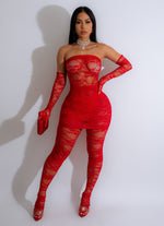 Flawless Night Lace Mini Dress Set Red