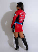 One Strow Faux Leather Skirt Set