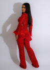 Sugar Honey Sequin Feather Jumpsuit Red