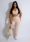 Comfortable and stylish nude jogger set, perfect for lounging or running errands