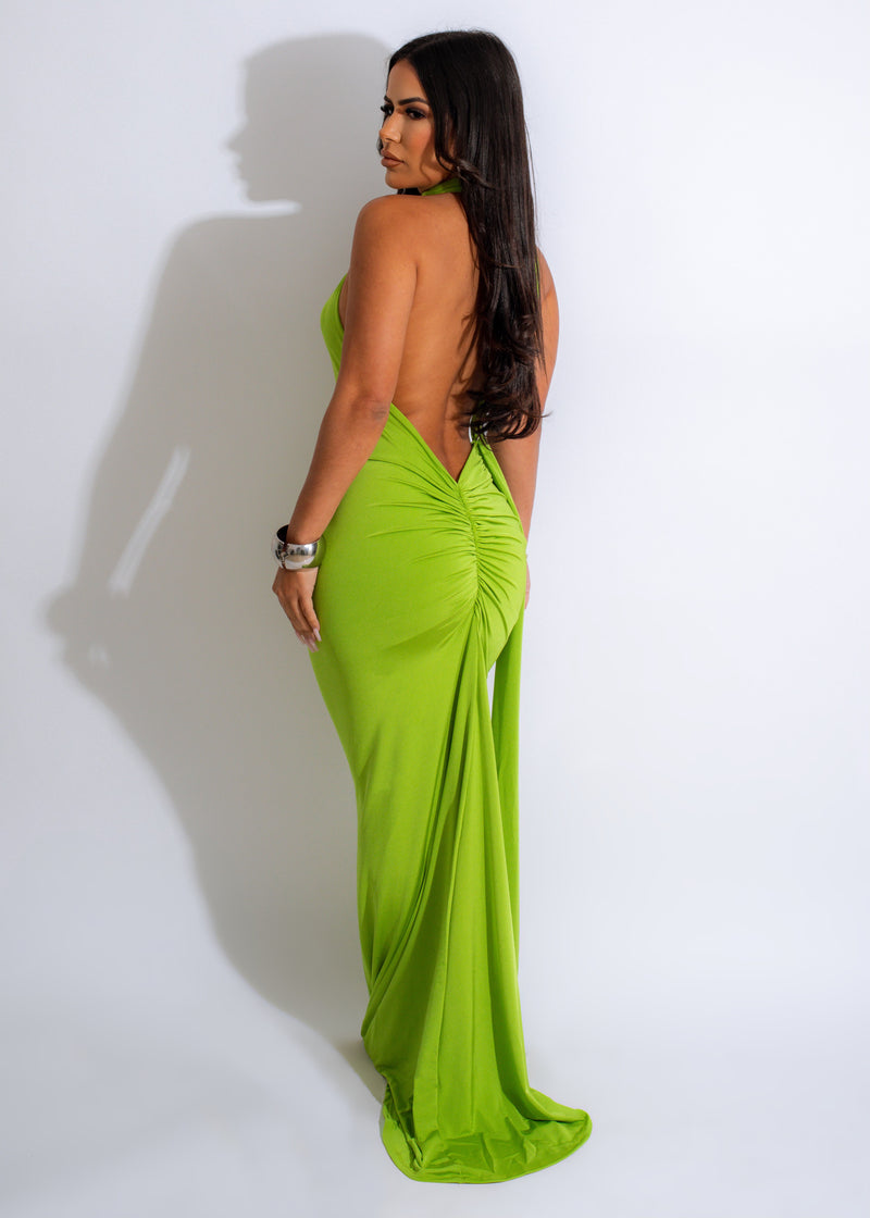 Big City Big Dreams Ruched Maxi Dress Green