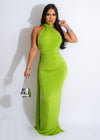 Big City Big Dreams Ruched Maxi Dress Green