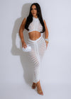 In The Distance Knitted Ruched Skirt Set White