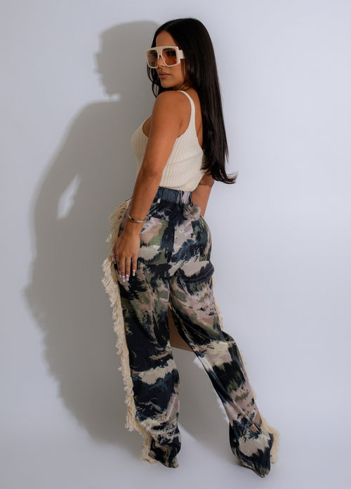 She's In The War Fringe Camo Pants