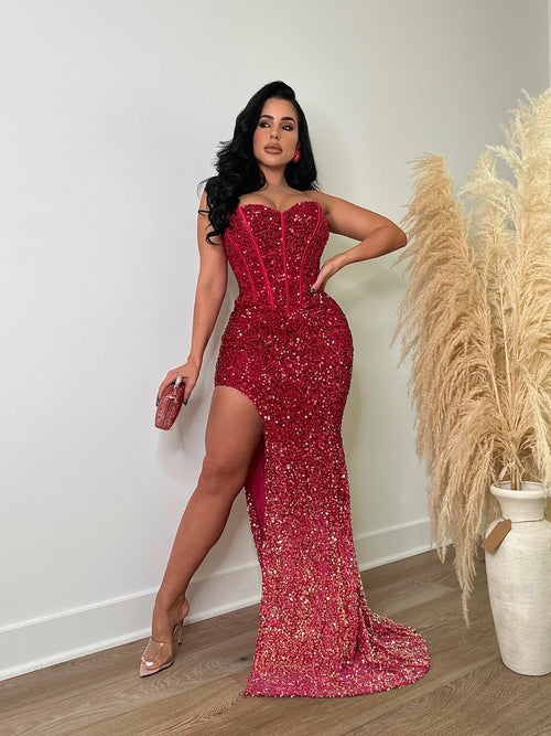 I Feel Divine Sequin Velvet Maxi Dress