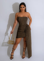 Petite Dramatic Metallic Mini Dress Gold