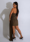 Petite Dramatic Metallic Mini Dress Gold