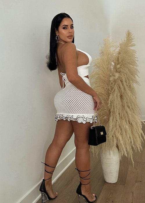 Needed A Break Crochet Skirt Set White