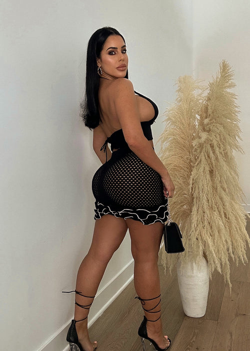 Needed A Break Crochet Skirt Set Black